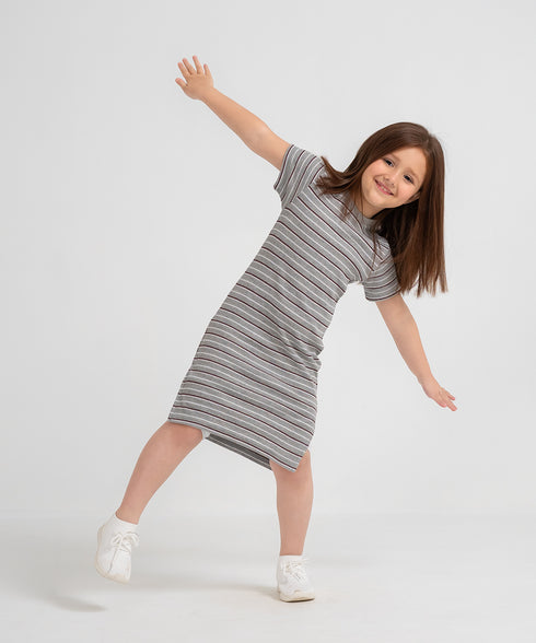 Girls' Striped T-Shirt Dress