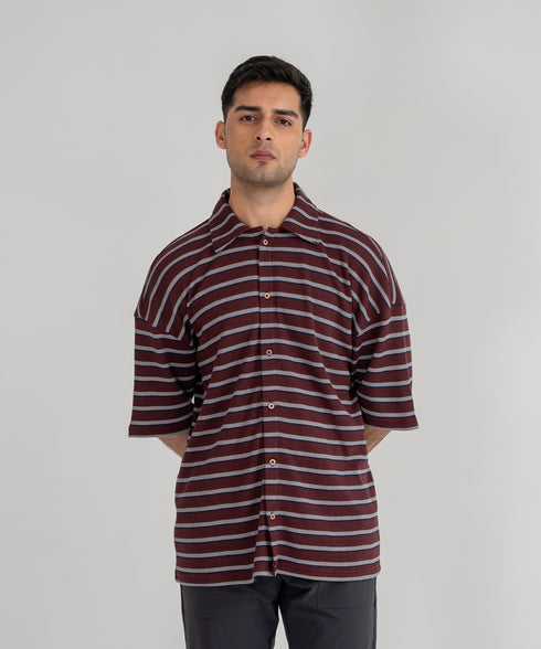 Men's Waffle Striped Shirt