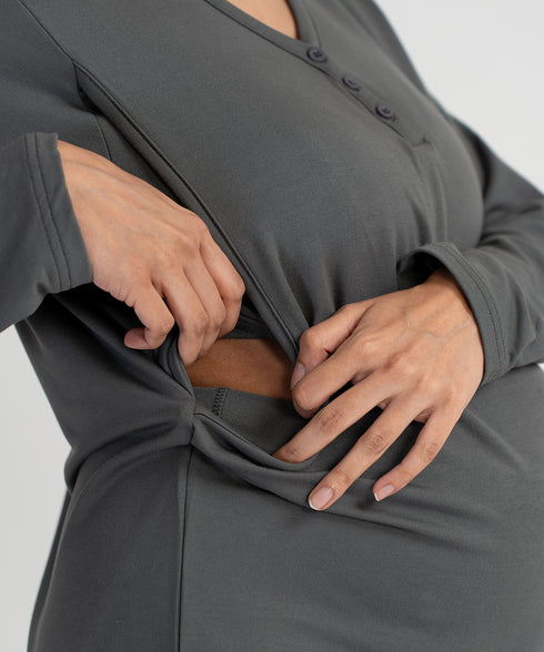 Women's Henley Maternity/Nursing Top