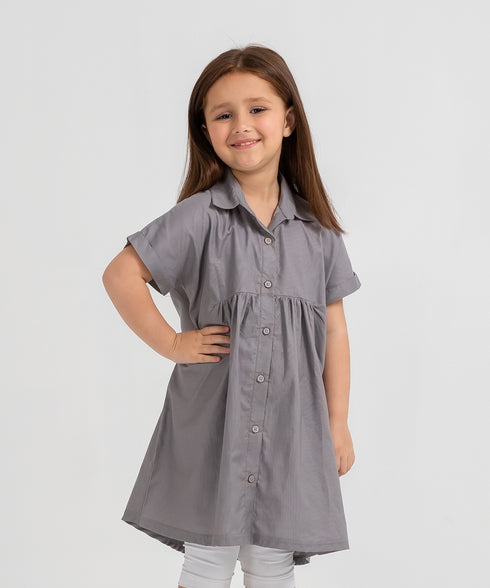 Girls' Twill Button Down Dress