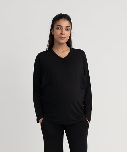 Women's Henley Maternity/Nursing Top