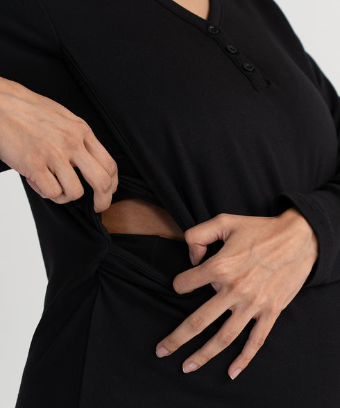 Women's Henley Maternity/Nursing Top