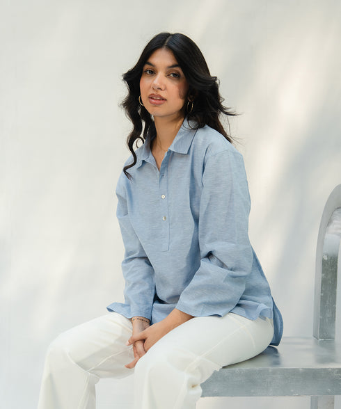 Women's Linen Half Placket Shirt
