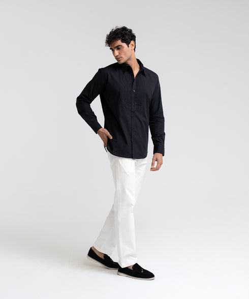 Men's Pin Tucks Button Down Shirt