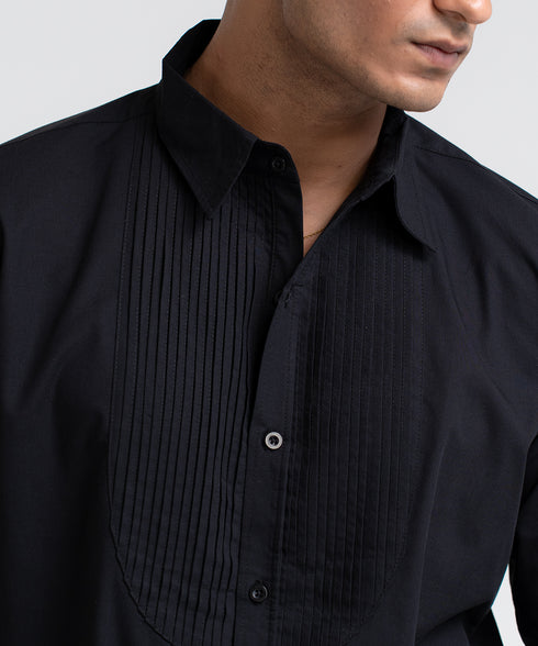 Men's Pin Tucks Button Down Shirt