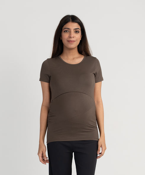 Women's Maternity/Nursing Zipper Tee