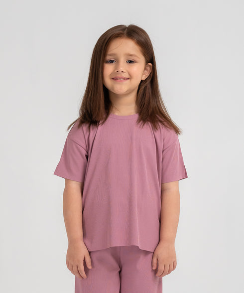 Girls' Ribbed Slit Tee