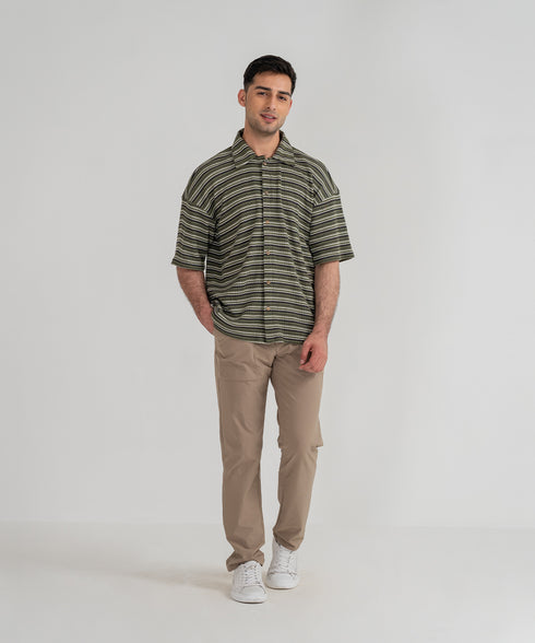 Men's Waffle Striped Shirt