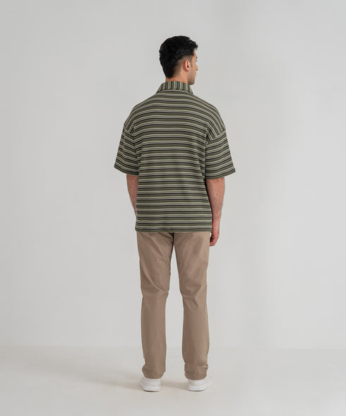 Men's Waffle Striped Shirt