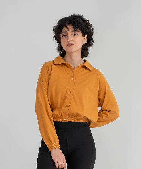 Women's Cropped Collared Shirt
