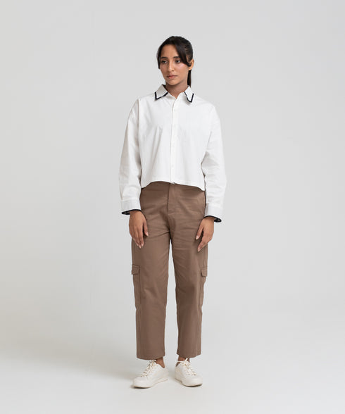 Women's Cropped Button Down Shirt