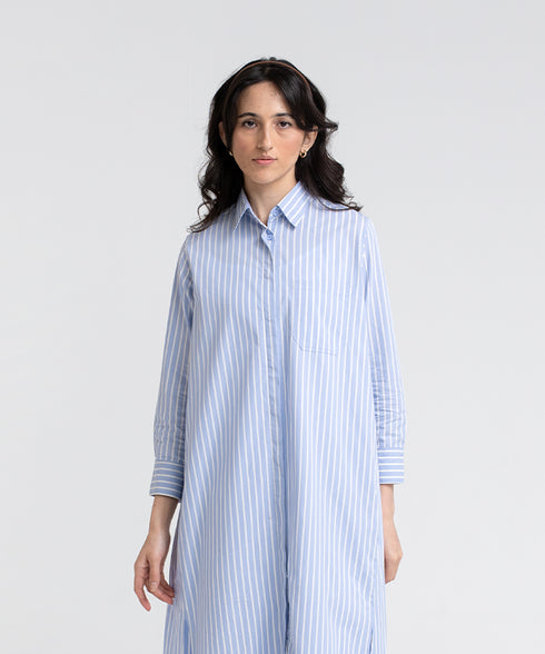 Women's Striped Pocket Shirt Dress