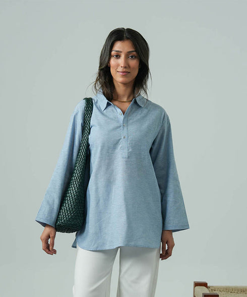 Women's Linen Half Placket Shirt