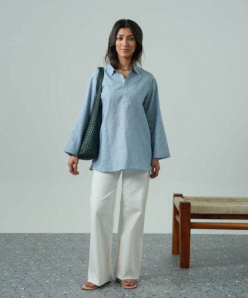 Women's Linen Half Placket Shirt