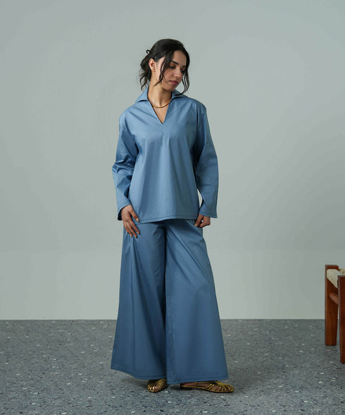 Women's Cotton Collared Set