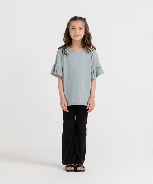Girls' Ruffle Sleeve Cropped Tee