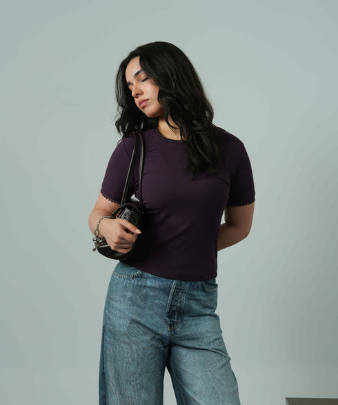 Women's Modal Rib Lace Tee