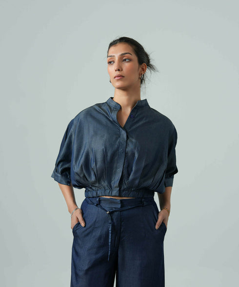 Women's Chambray Pleated Shirt