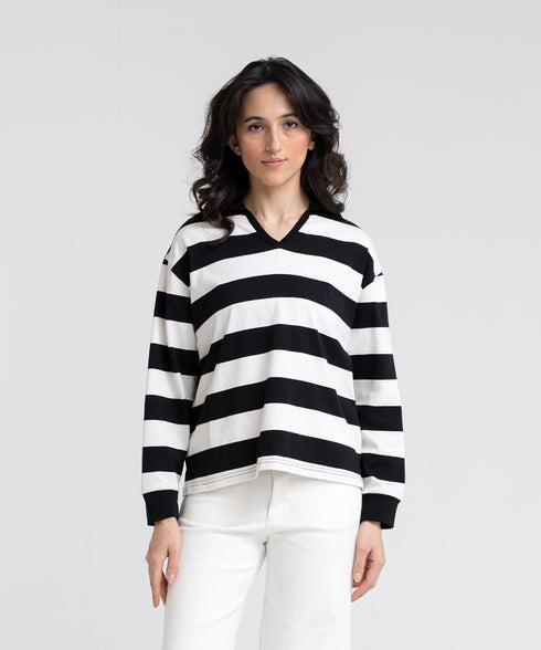 Women's Striped Long Sleeve Polo