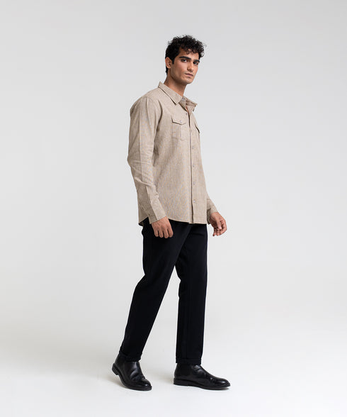 Men's Linen Cargo Pocket Shirt
