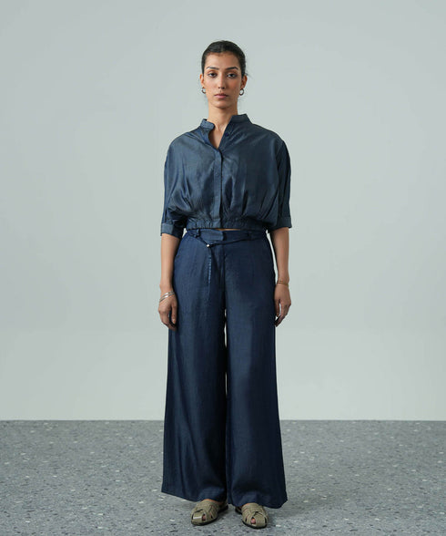 Women's Chambray Pleated Shirt