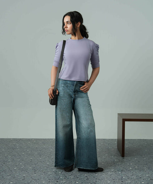 Women's Gathered Sleeve Top