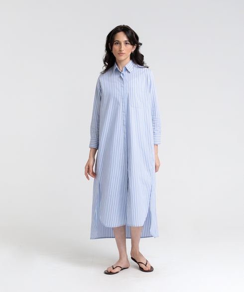 Women's Striped Pocket Shirt Dress