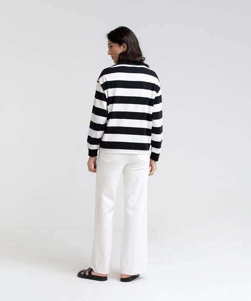 Women's Striped Long Sleeve Polo