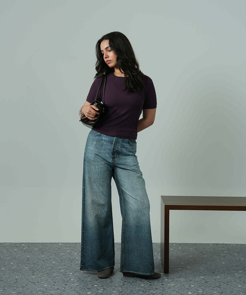 Women's Modal Rib Lace Tee