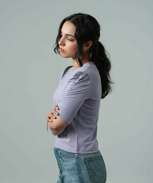 Women's Gathered Sleeve Top
