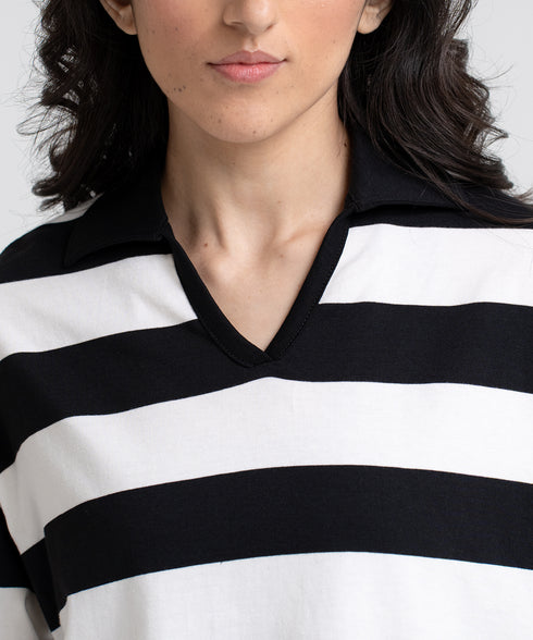 Women's Striped Long Sleeve Polo