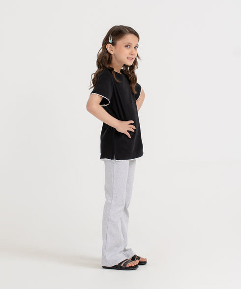 Girls' Rib Lace Tee