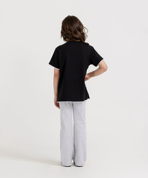 Girls' Rib Lace Tee