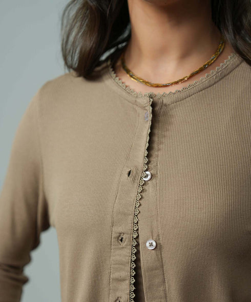 Women's Modal Rib Lace Cardigan