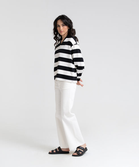 Women's Striped Long Sleeve Polo