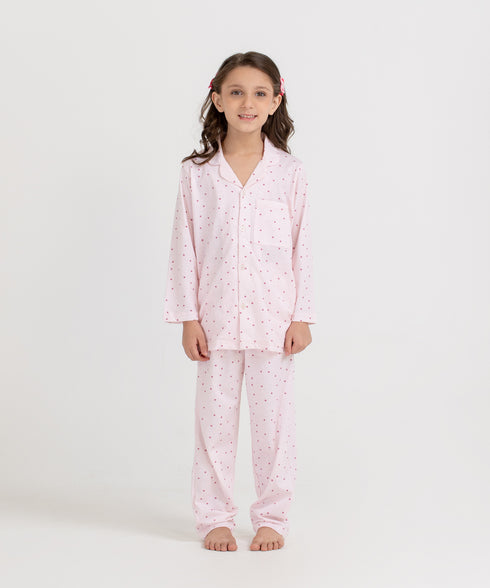 Girls' Printed Button Down Pajama Set