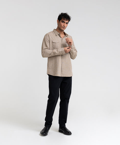 Men's Linen Cargo Pocket Shirt