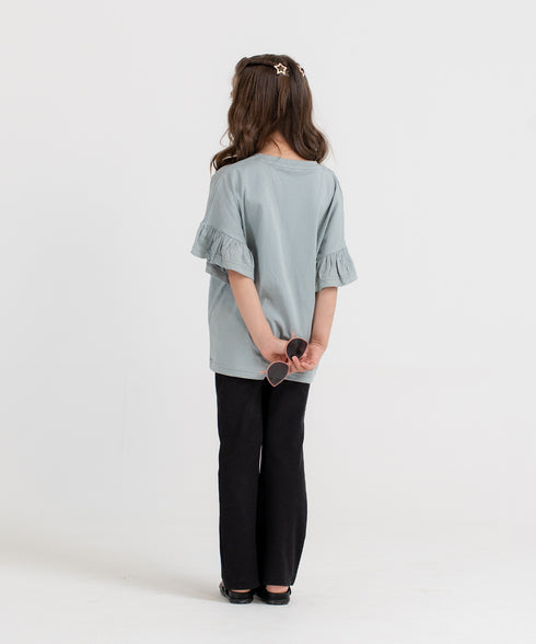 Girls' Ruffle Sleeve Cropped Tee