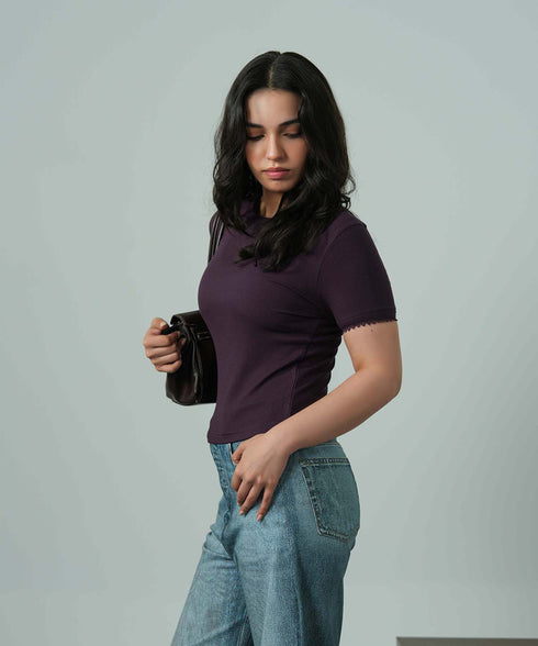 Women's Modal Rib Lace Tee