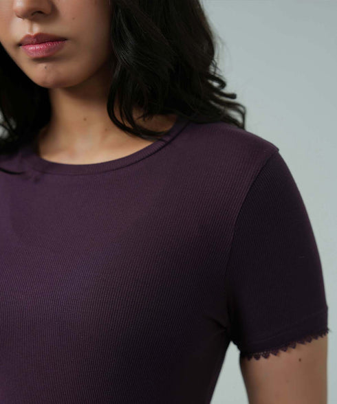 Women's Modal Rib Lace Tee
