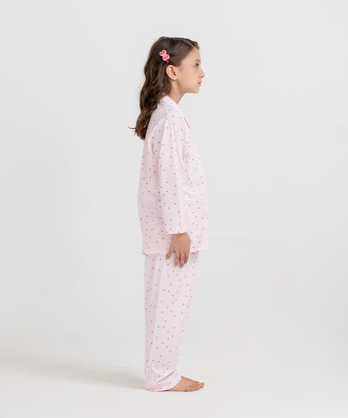 Girls' Printed Button Down Pajama Set