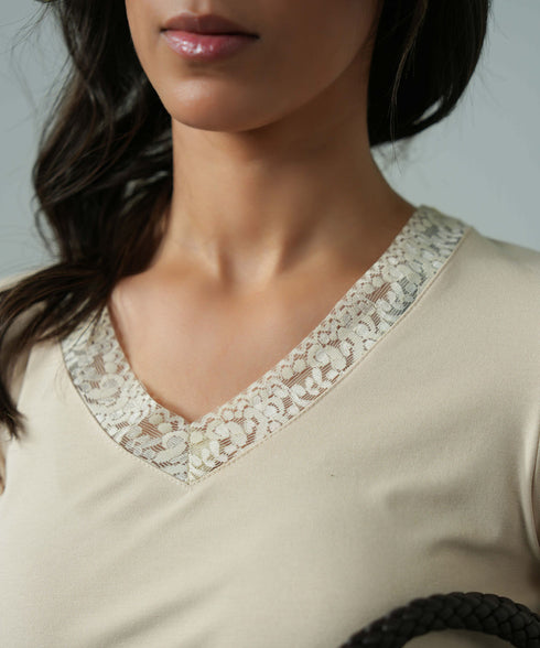 Women's V-Neck Lace Top