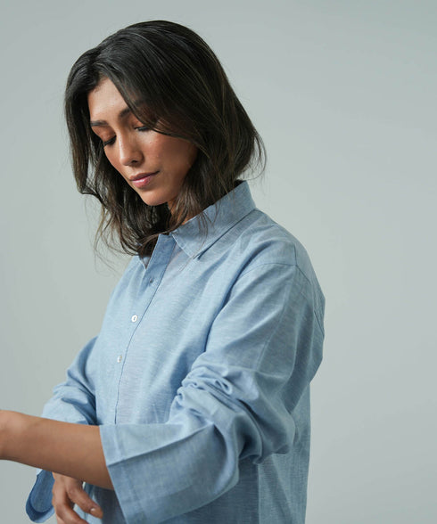 Women's Linen Half Placket Shirt