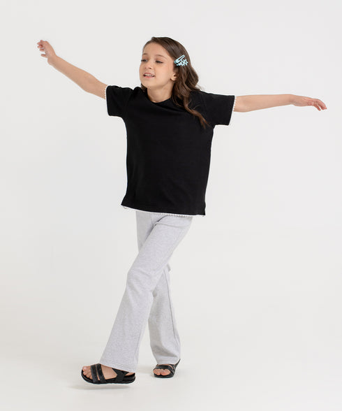 Girls' Rib Lace Tee