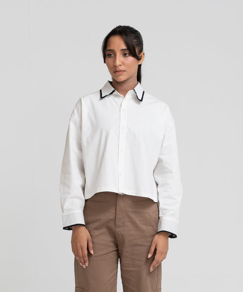 Women's Cropped Button Down Shirt