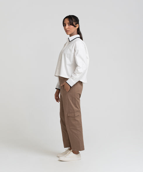 Women's Cropped Button Down Shirt