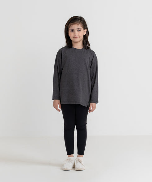 Girls' B-Fit Side Slit Melange Top