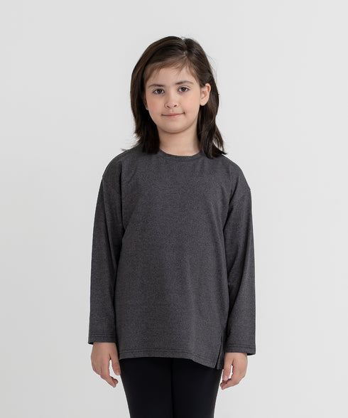 Girls' B-Fit Side Slit Melange Top