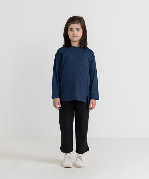 Girls' B-Fit Side Slit Melange Top