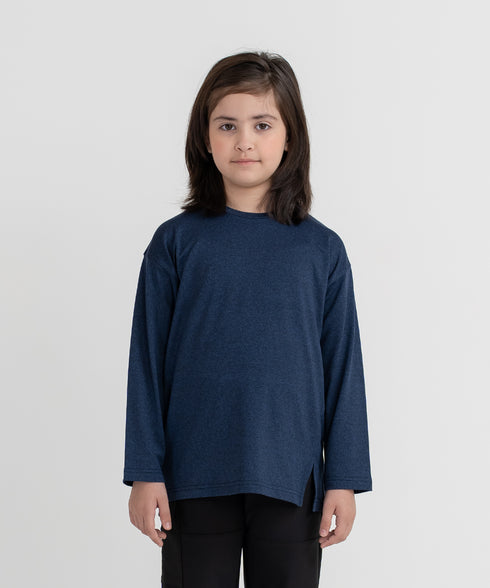 Girls' B-Fit Side Slit Melange Top